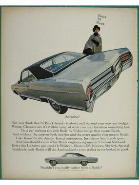 Print Ad Buick 1965 LeSabre Luxury Classic Car Mid-Century Design Automotive Col